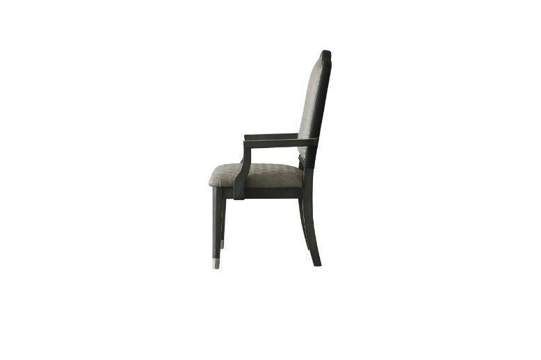 ACME House Beatrice Arm Chair, Two Tone Beige Fabric & Charcoal FredCo
