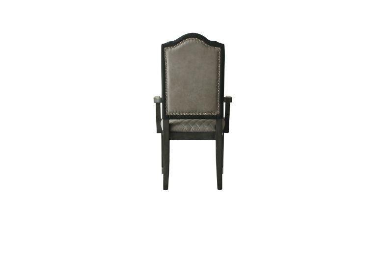 ACME House Beatrice Arm Chair, Two Tone Beige Fabric & Charcoal FredCo
