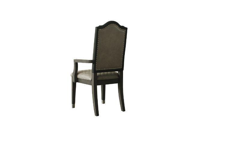 ACME House Beatrice Arm Chair, Two Tone Beige Fabric & Charcoal FredCo