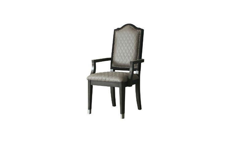 ACME House Beatrice Arm Chair, Two Tone Beige Fabric & Charcoal FredCo