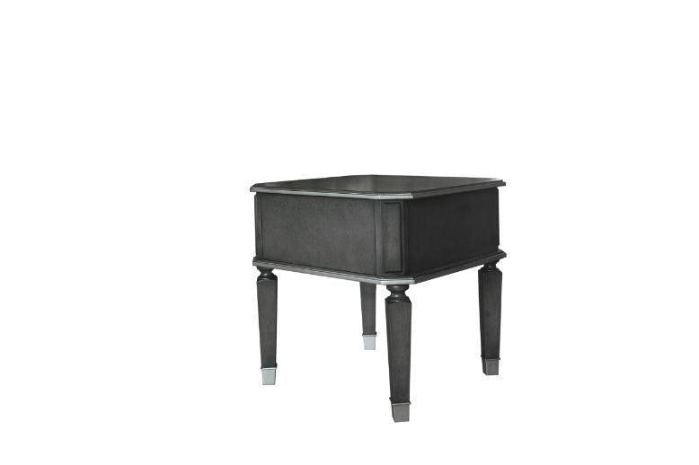 ACME House Beatrice End Table, Charcoal & Light Gray Finish FredCo