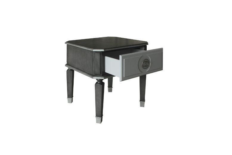 ACME House Beatrice End Table, Charcoal & Light Gray Finish FredCo