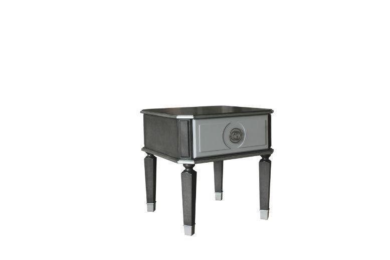 ACME House Beatrice End Table, Charcoal & Light Gray Finish FredCo