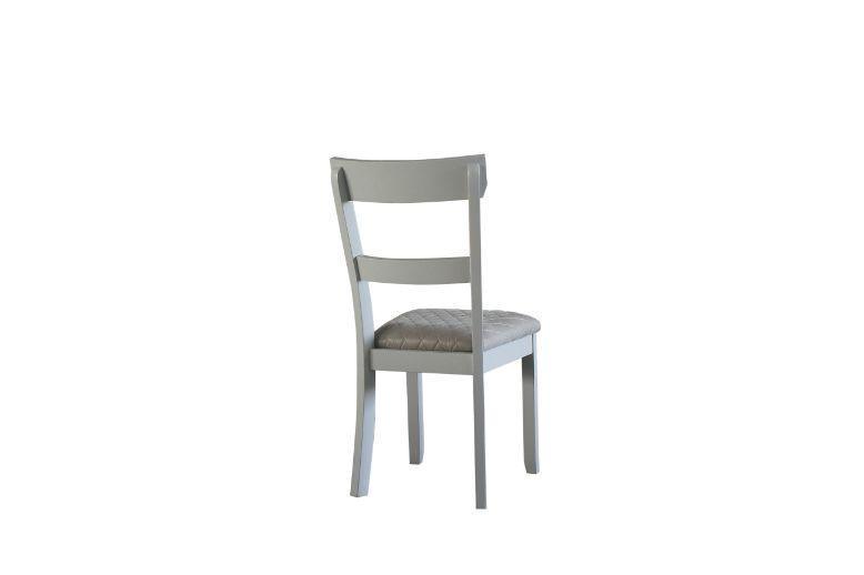 ACME House Marchese Side Chair, Two Tone Gray Fabric & Pearl Gray Finish FredCo