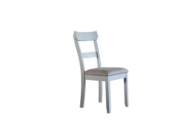 ACME House Marchese Side Chair, Two Tone Gray Fabric & Pearl Gray Finish FredCo