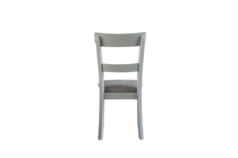ACME House Marchese Side Chair, Two Tone Gray Fabric & Pearl Gray Finish FredCo