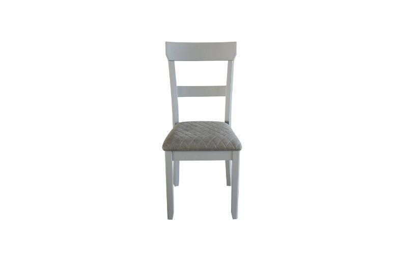 ACME House Marchese Side Chair, Two Tone Gray Fabric & Pearl Gray Finish FredCo