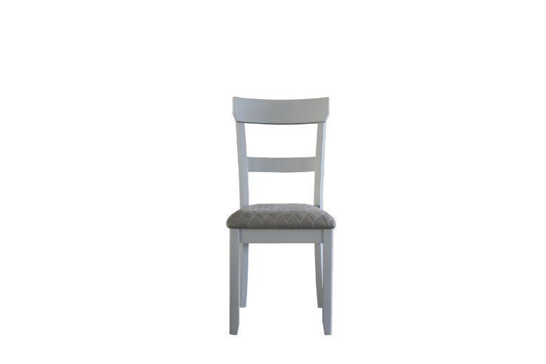 ACME House Marchese Side Chair, Two Tone Gray Fabric & Pearl Gray Finish FredCo