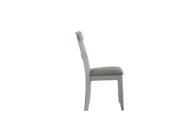 ACME House Marchese Side Chair, Two Tone Gray Fabric & Pearl Gray Finish FredCo