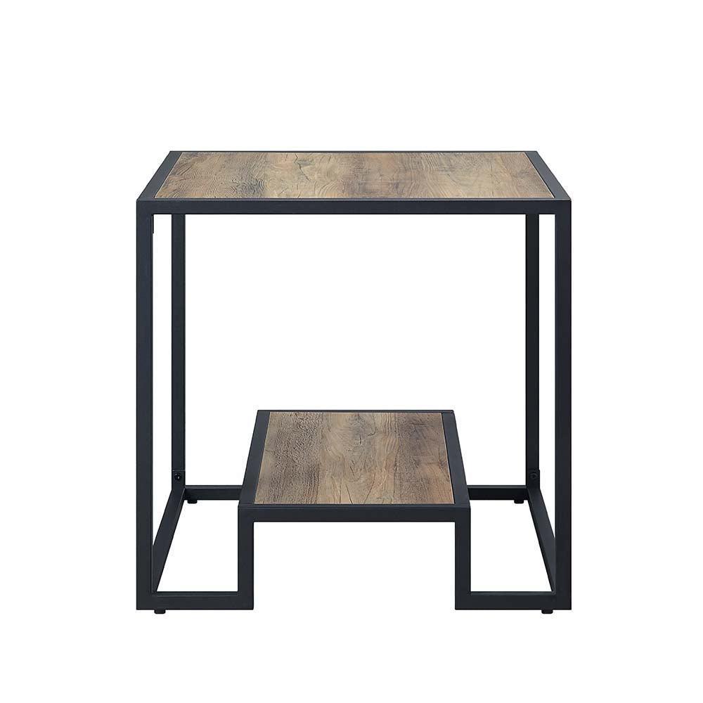 ACME Idella End Table, Rustic Oak & Black Finish FredCo