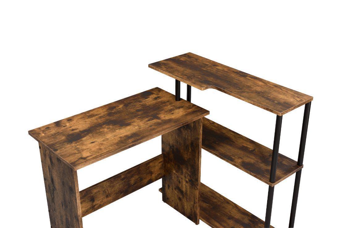 ACME Ievi Writing Desk, Weathered Oak & Black Finish FredCo