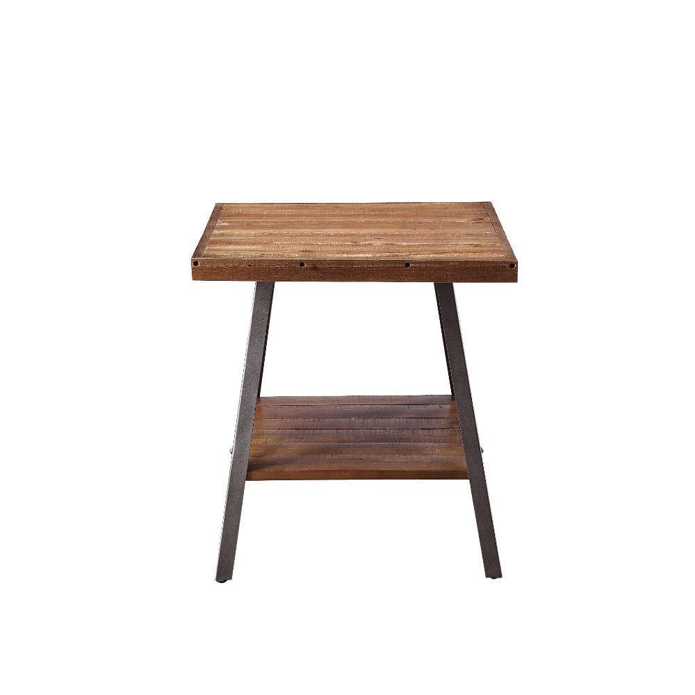 ACME Ikram 2Pc Pk End Table, Weathered Oak & Sandy Black FredCo