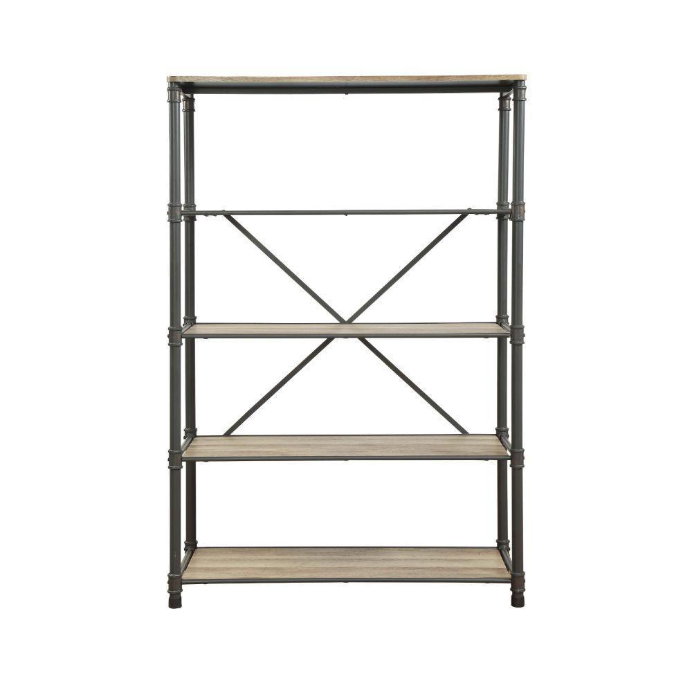 ACME Itzel Bookshelf, Antique Oak & Sandy Gray FredCo