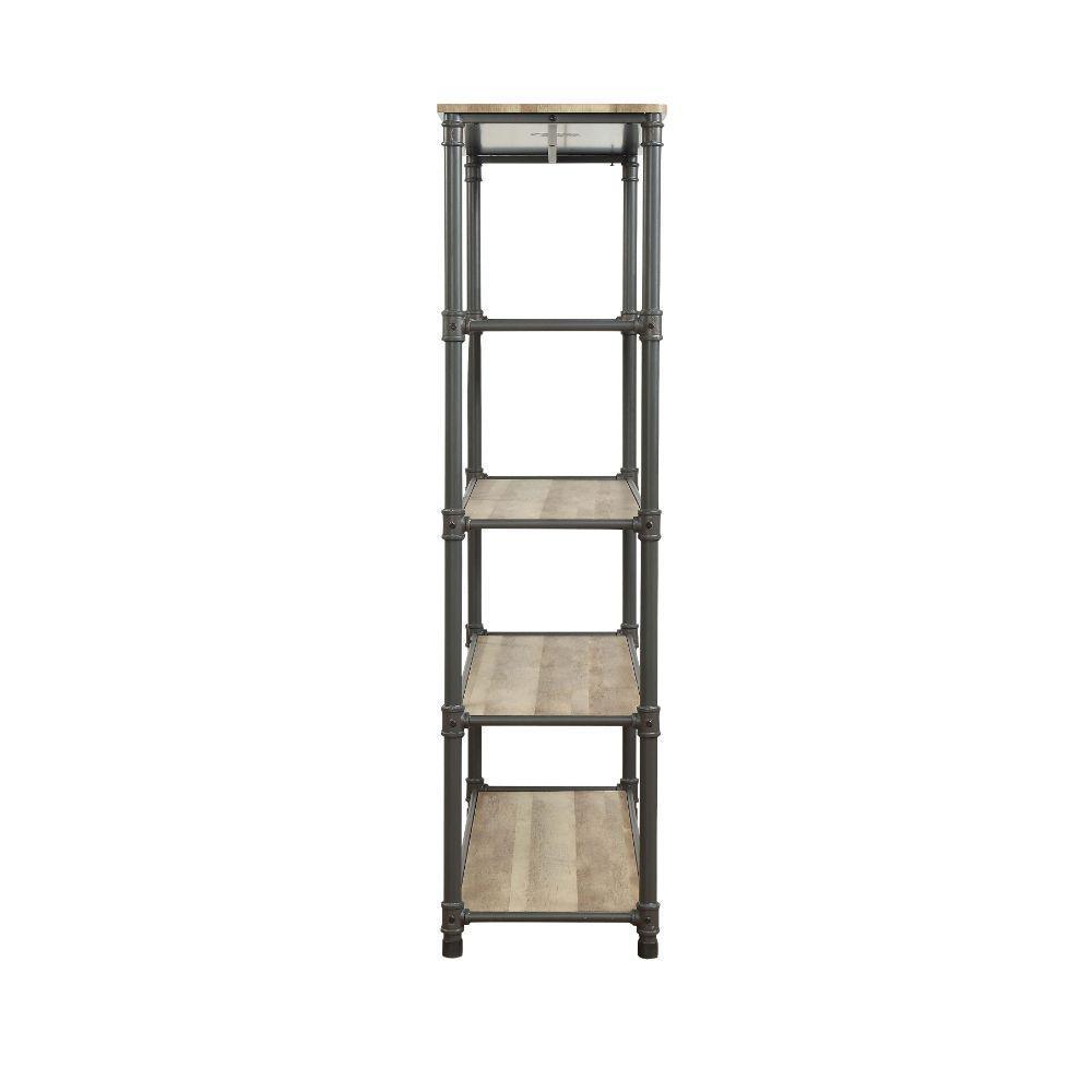 ACME Itzel Bookshelf, Antique Oak & Sandy Gray FredCo