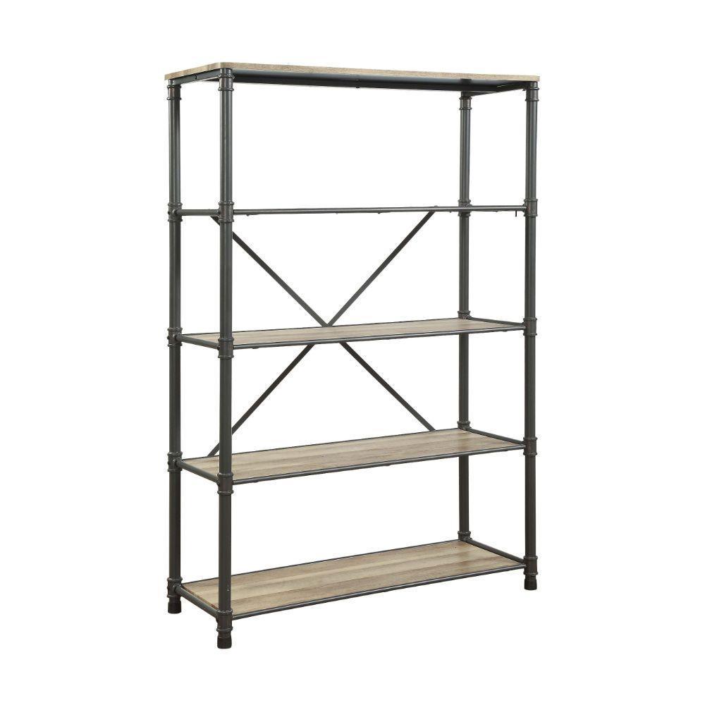 ACME Itzel Bookshelf, Antique Oak & Sandy Gray FredCo