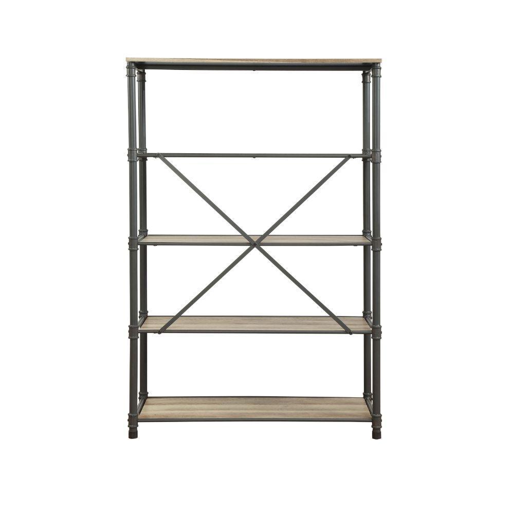 ACME Itzel Bookshelf, Antique Oak & Sandy Gray FredCo