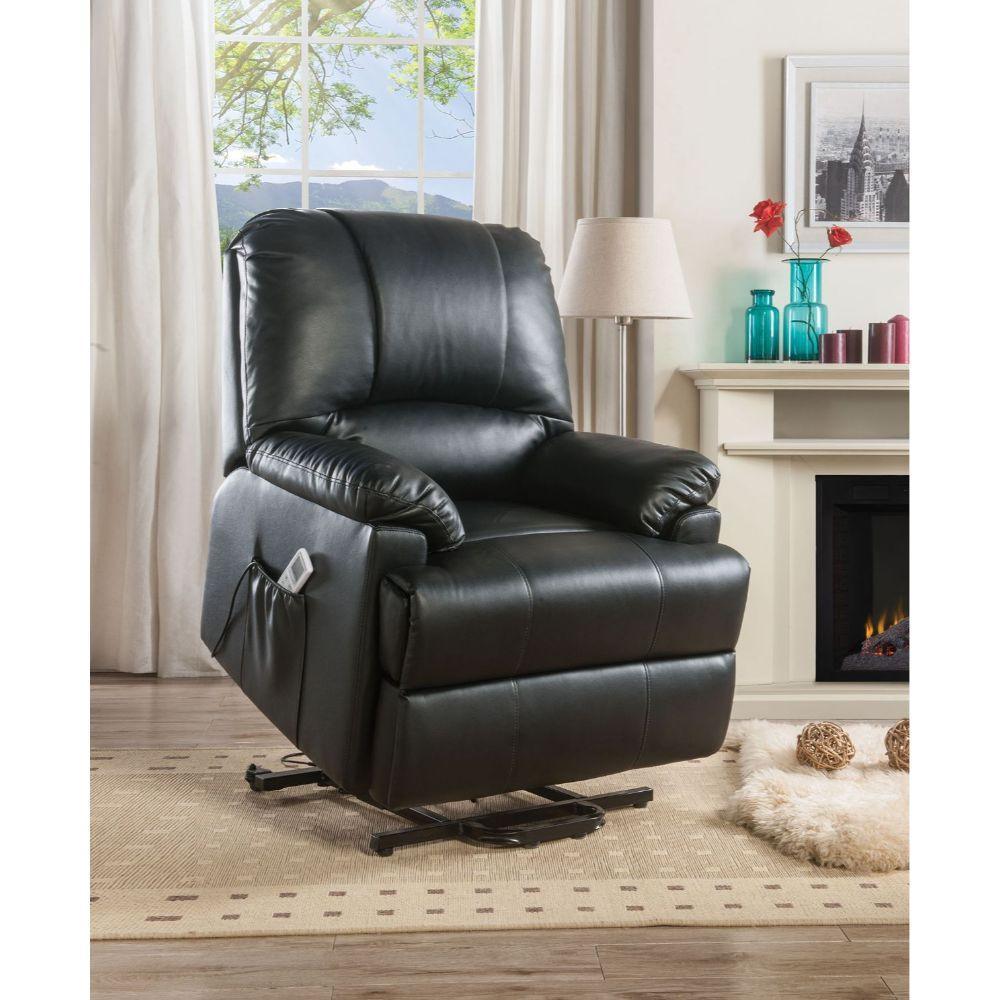ACME Ixora Recliner w/Power Lift & Massage, Black PU FredCo