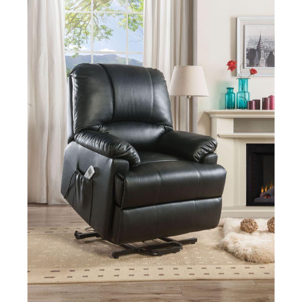 ACME Ixora Recliner w/Power Lift & Massage, Black PU FredCo
