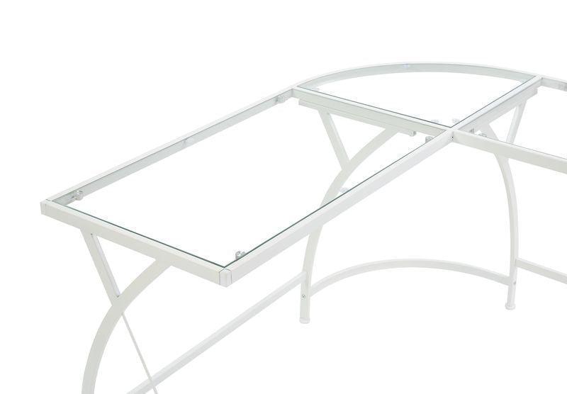 ACME Janison Computer Desk, Clear Glass & White Finish FredCo