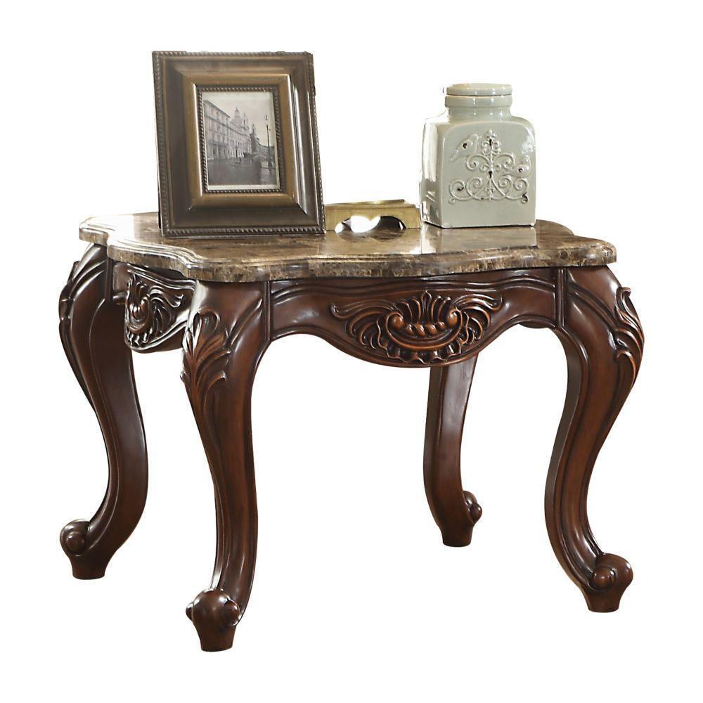 ACME Jardena End Table, Marble & Cherry Oak FredCo