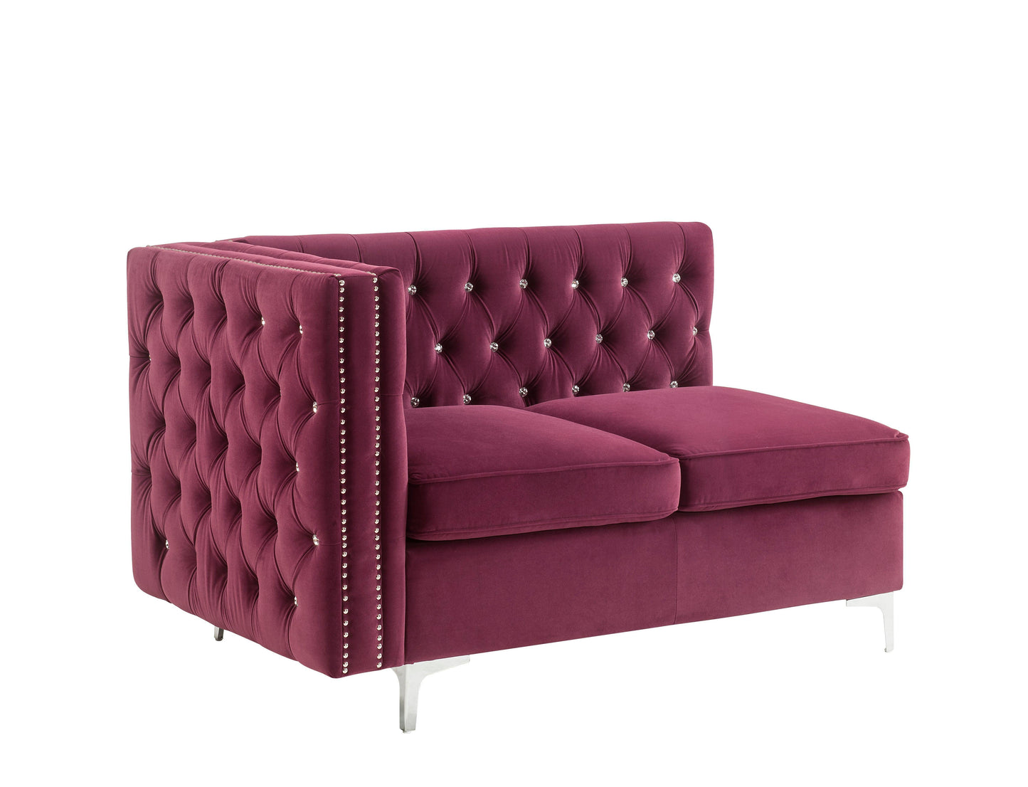 ACME Jaszira Modular - Armless Loveseat w/2 Pillows, Burgundy Velvet FredCo