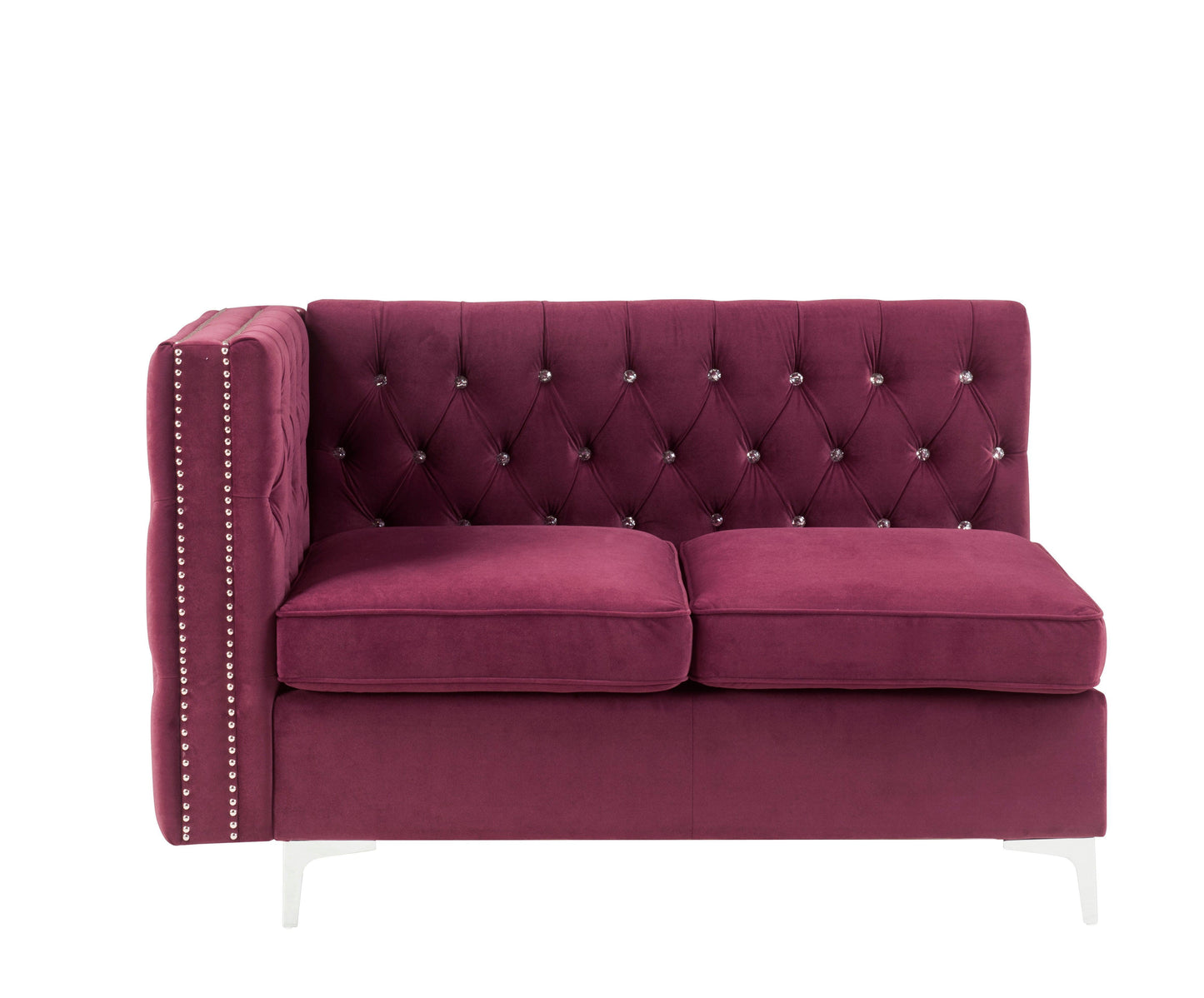 ACME Jaszira Modular - Armless Loveseat w/2 Pillows, Burgundy Velvet FredCo