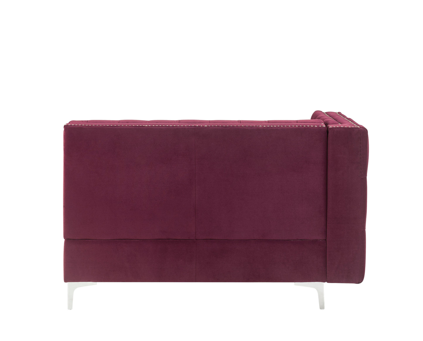 ACME Jaszira Modular - Armless Loveseat w/2 Pillows, Burgundy Velvet FredCo