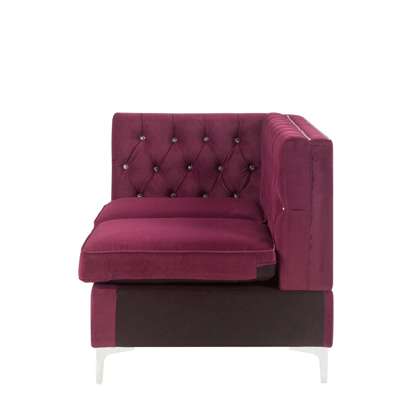 ACME Jaszira Modular - Armless Loveseat w/2 Pillows, Burgundy Velvet FredCo