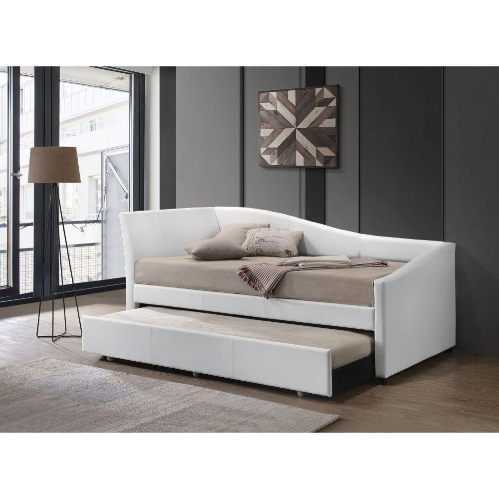 ACME Jedda Daybed & Trundle (Twin Size), White PU FredCo