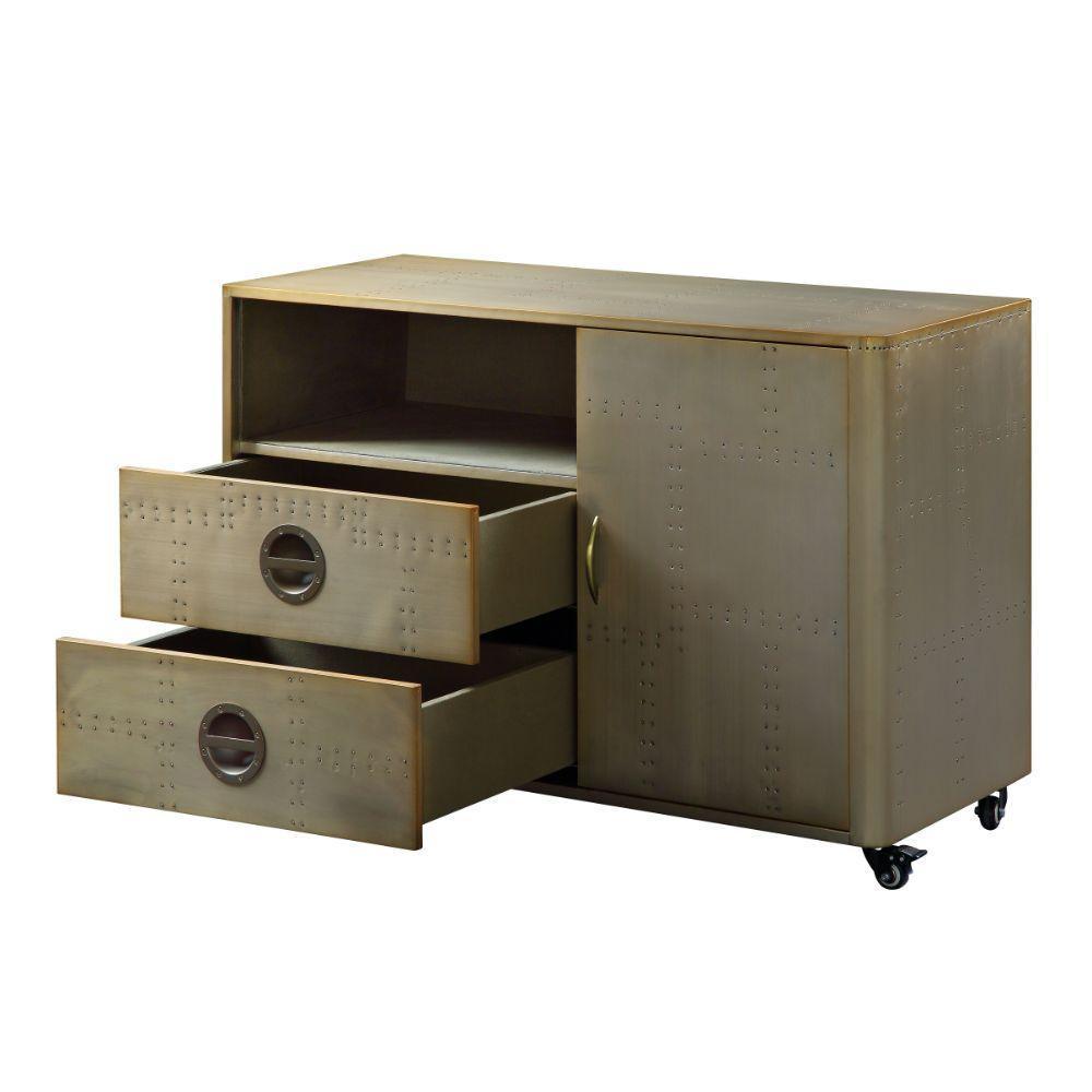 ACME Jennavieve Cabinet, Gold Aluminum FredCo