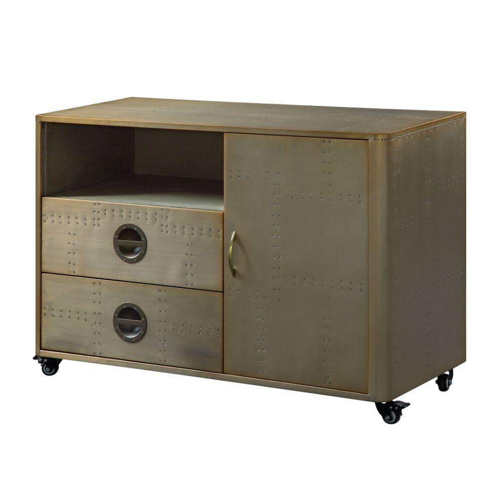 ACME Jennavieve Cabinet, Gold Aluminum FredCo