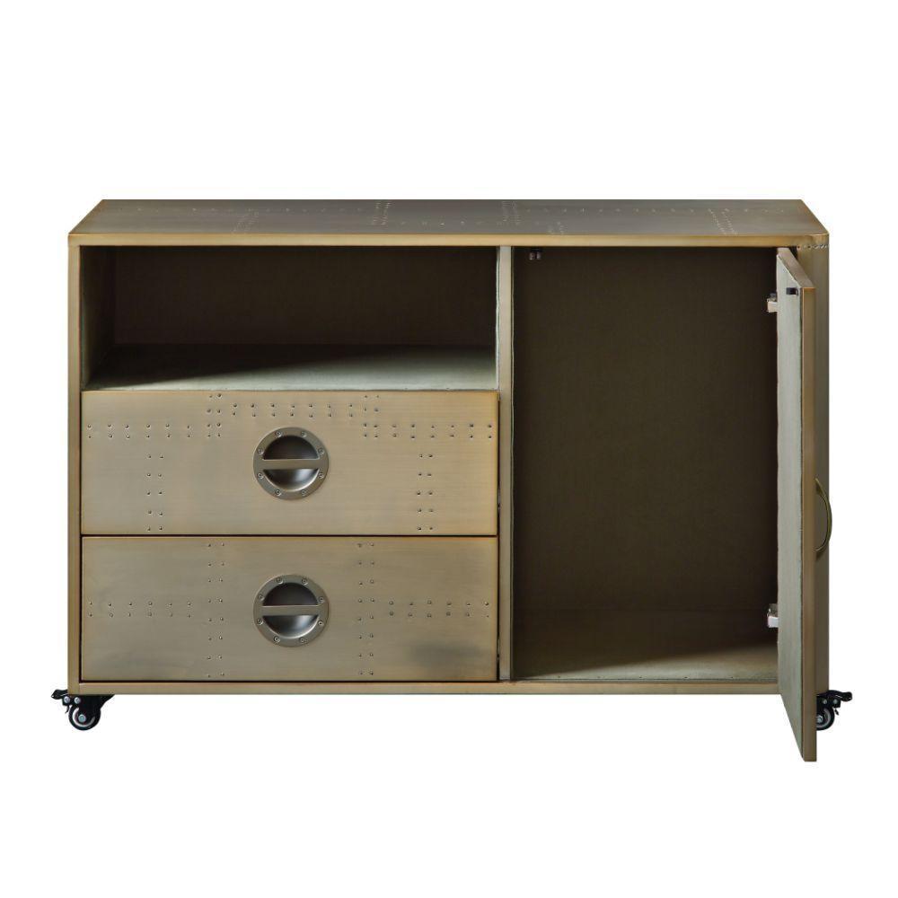 ACME Jennavieve Cabinet, Gold Aluminum FredCo