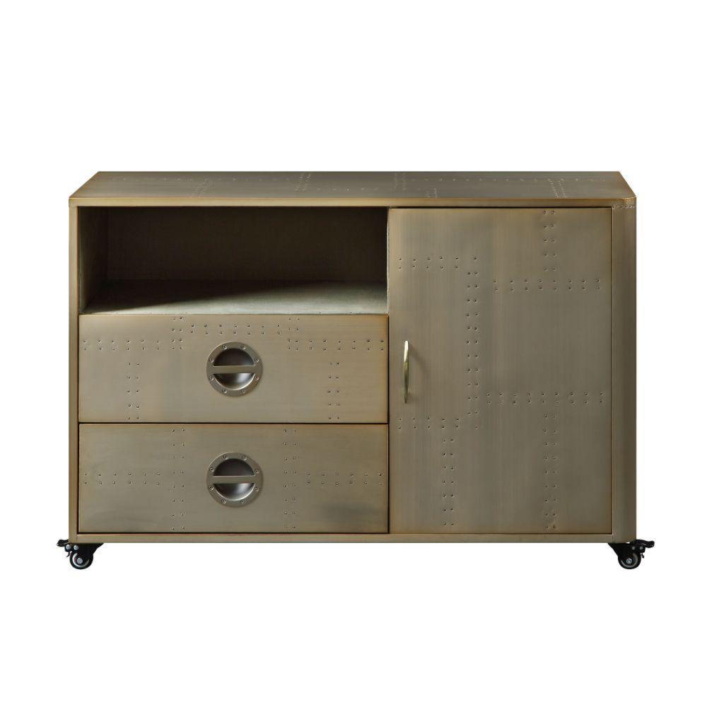 ACME Jennavieve Cabinet, Gold Aluminum FredCo