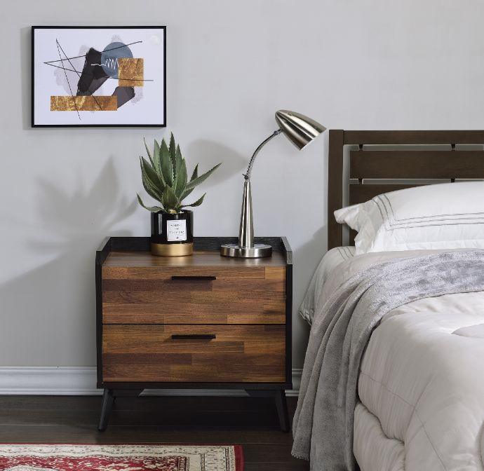 ACME Jiranty Accent Table, Walnut & Black Finish FredCo