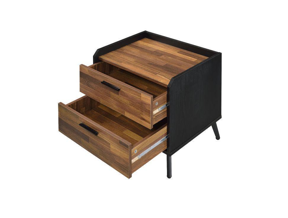 ACME Jiranty Accent Table, Walnut & Black Finish FredCo