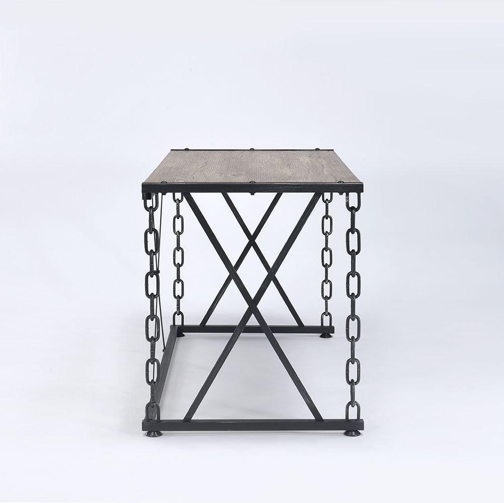ACME Jodie Console Table, Rustic Oak & Antique Black Finish FredCo
