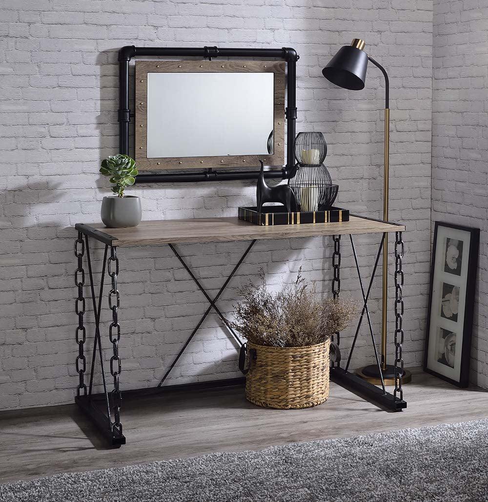 ACME Jodie Console Table, Rustic Oak & Antique Black Finish FredCo