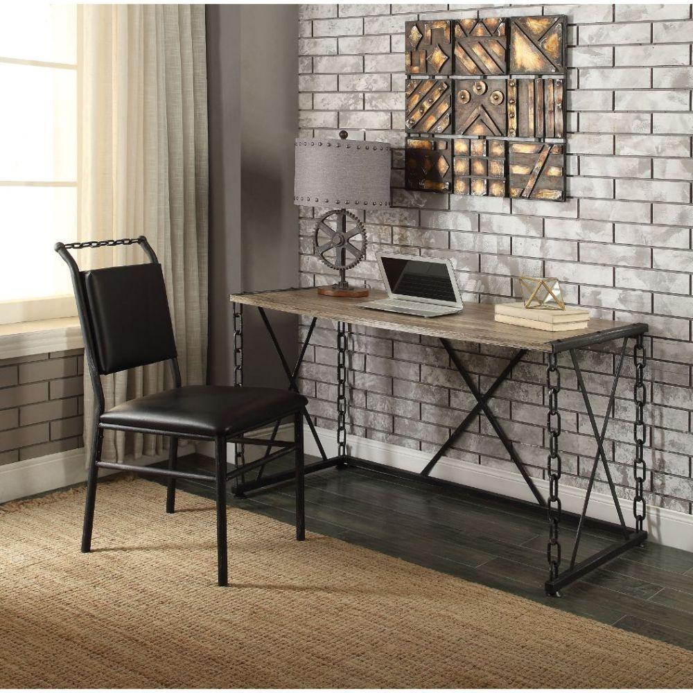 ACME Jodie Desk, Rustic Oak & Antique Black FredCo