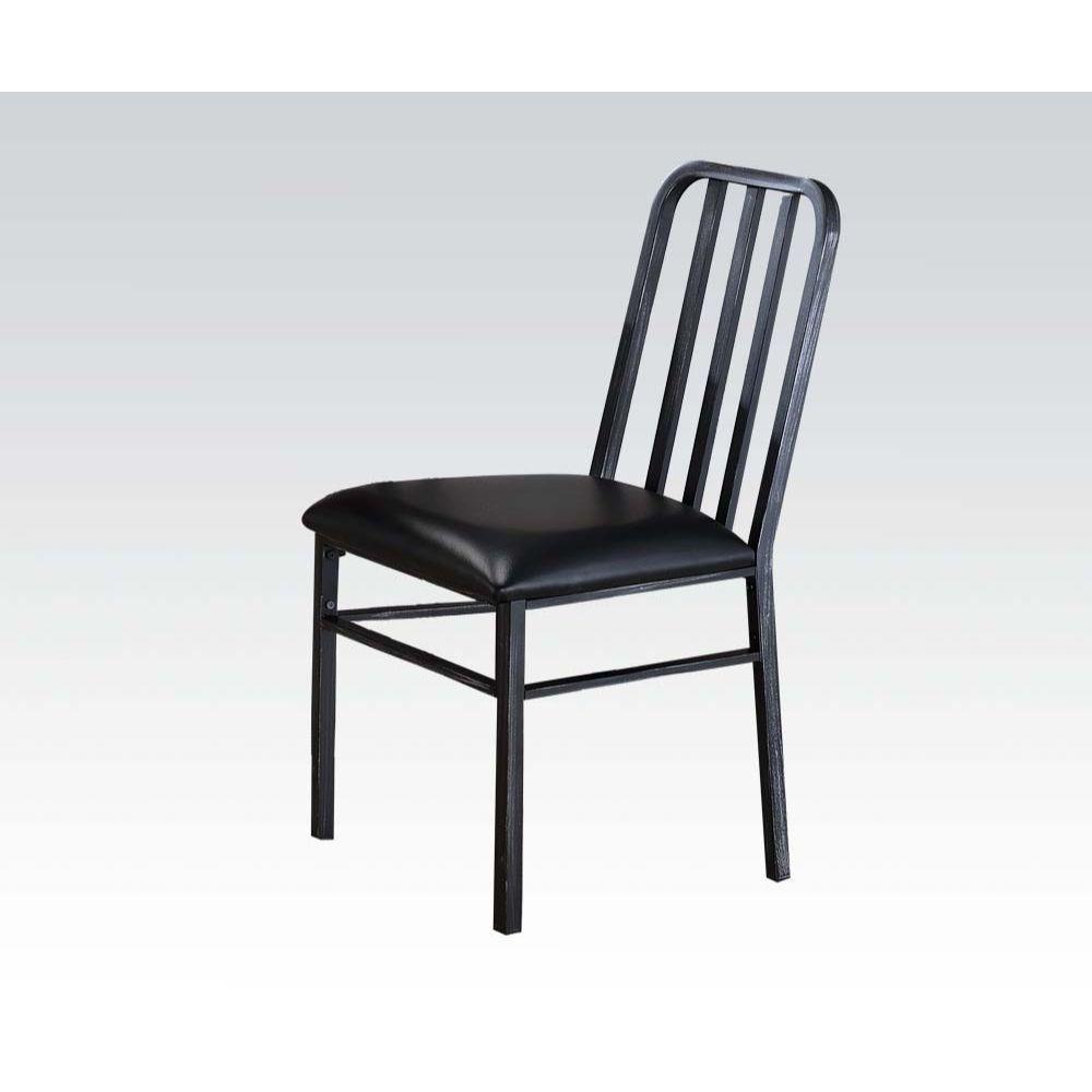 ACME Jodie Side Chair (Set-2), Black PU & Antique Black FredCo