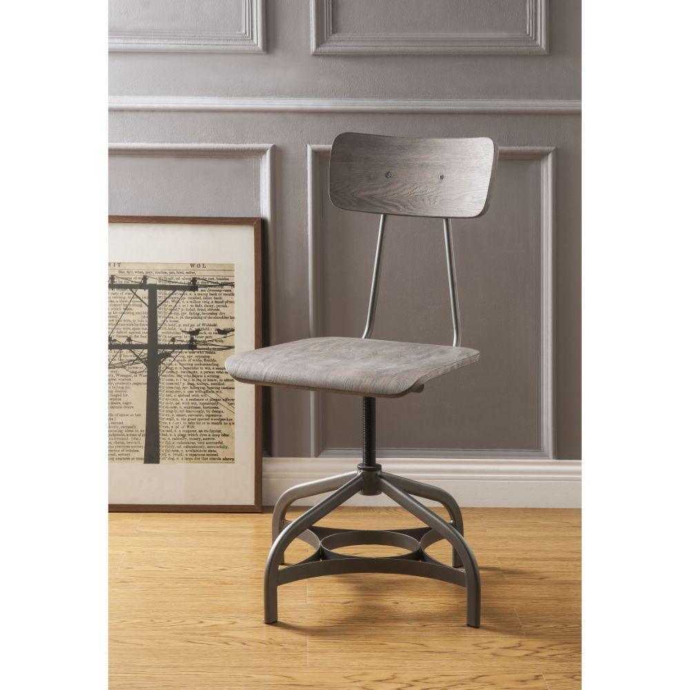 ACME Jonquil Side Chair w/Swivel (Set-2), Gray Oak & Sandy Gray FredCo