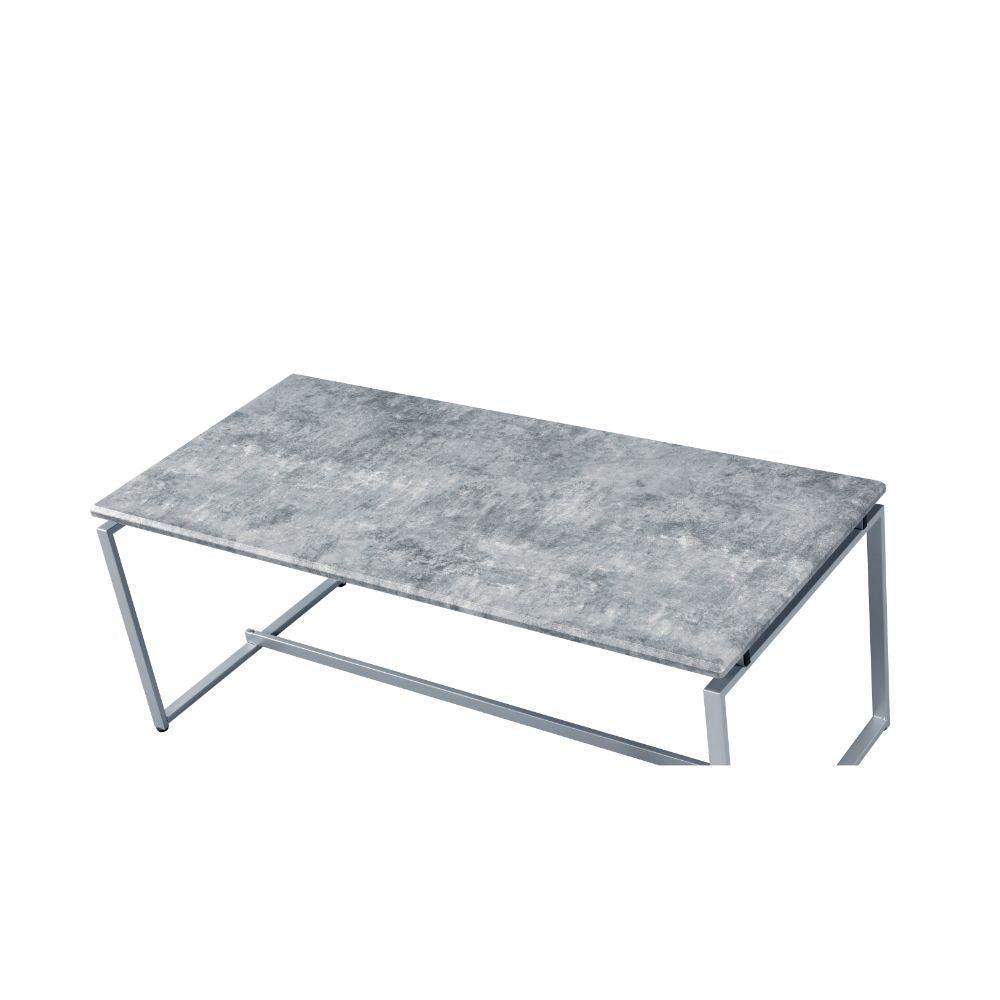 ACME Jurgen 3Pc Pack Coffee/End Set, Faux Concrete & Silver FredCo