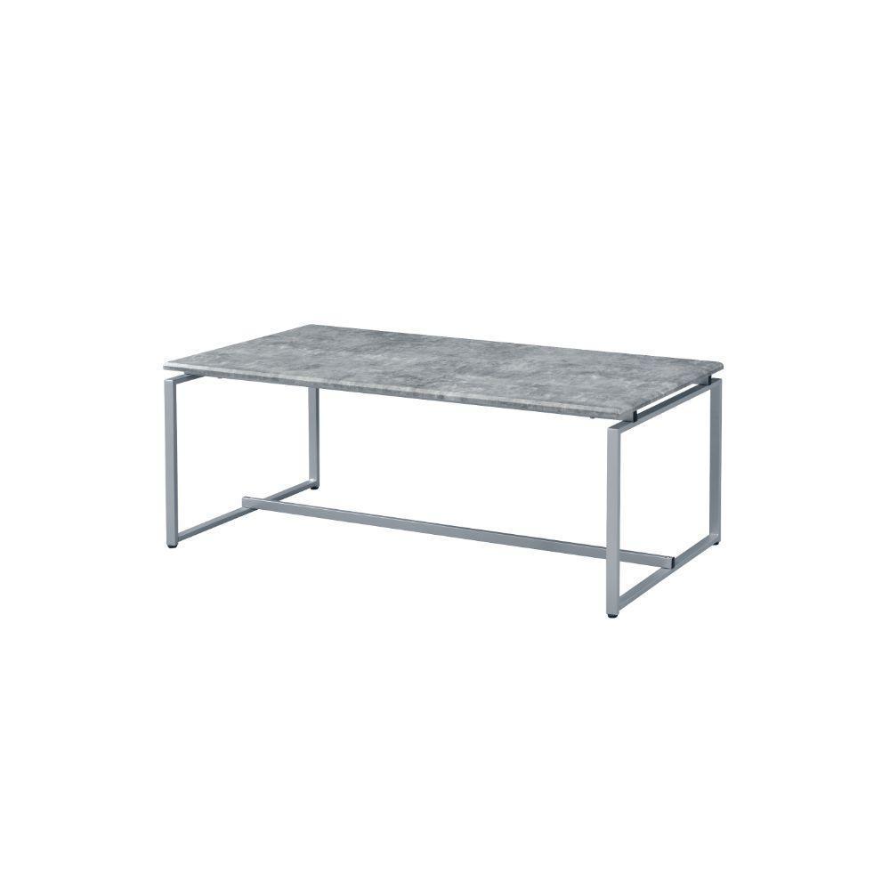 ACME Jurgen 3Pc Pack Coffee/End Set, Faux Concrete & Silver FredCo