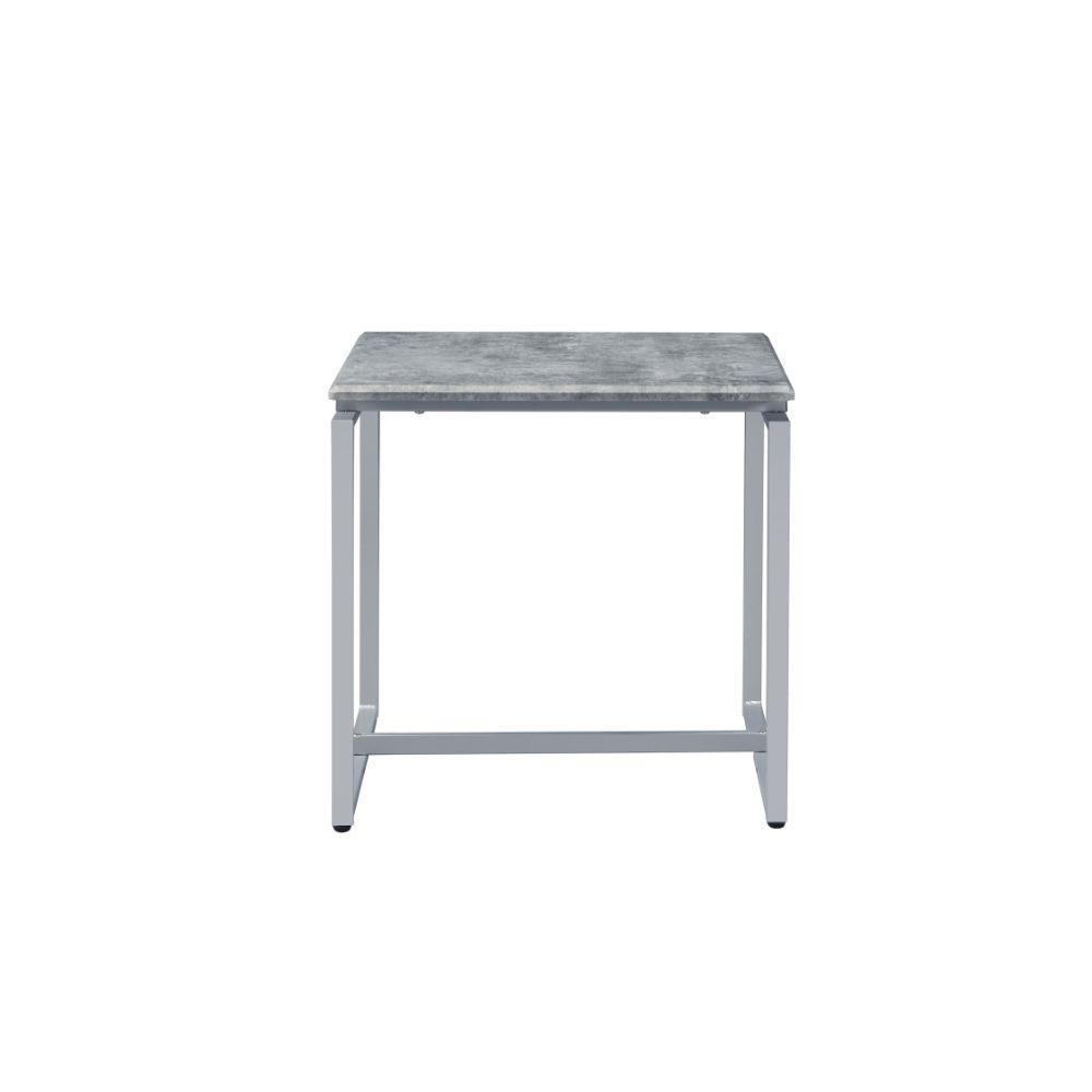 ACME Jurgen 3Pc Pack Coffee/End Set, Faux Concrete & Silver FredCo