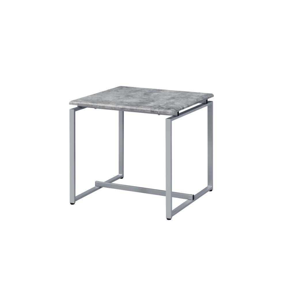 ACME Jurgen 3Pc Pack Coffee/End Set, Faux Concrete & Silver FredCo