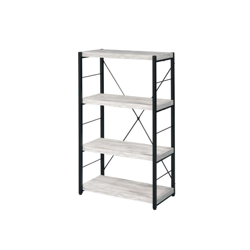 ACME Jurgen Bookshelf, Antique White & Black FredCo