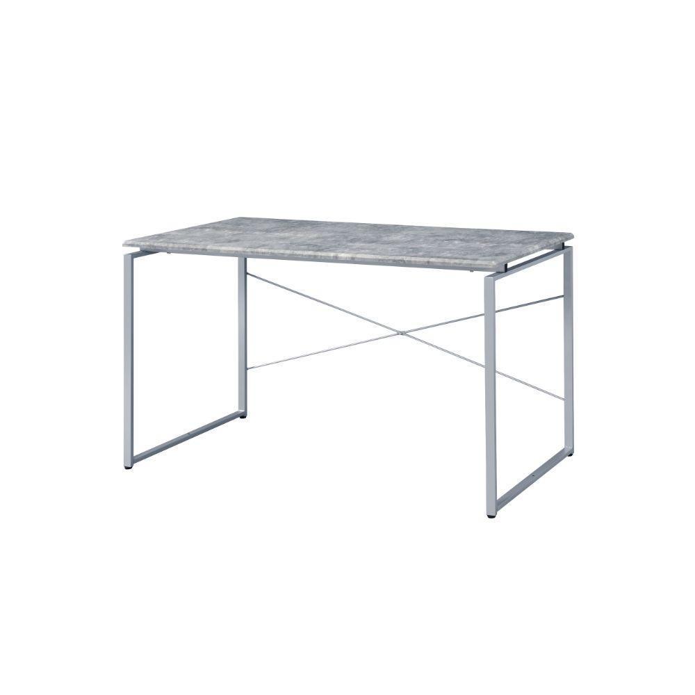 ACME Jurgen Desk, Faux Concrete & Silver FredCo
