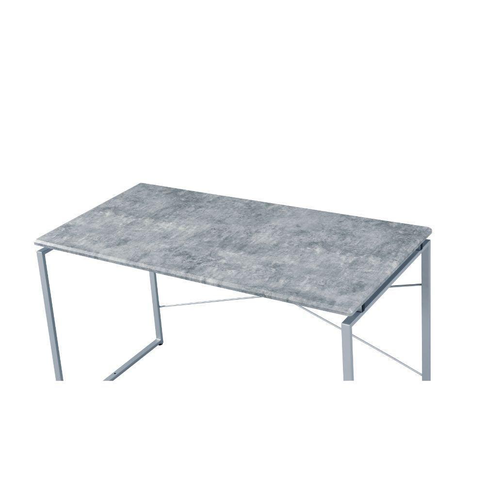 ACME Jurgen Desk, Faux Concrete & Silver FredCo