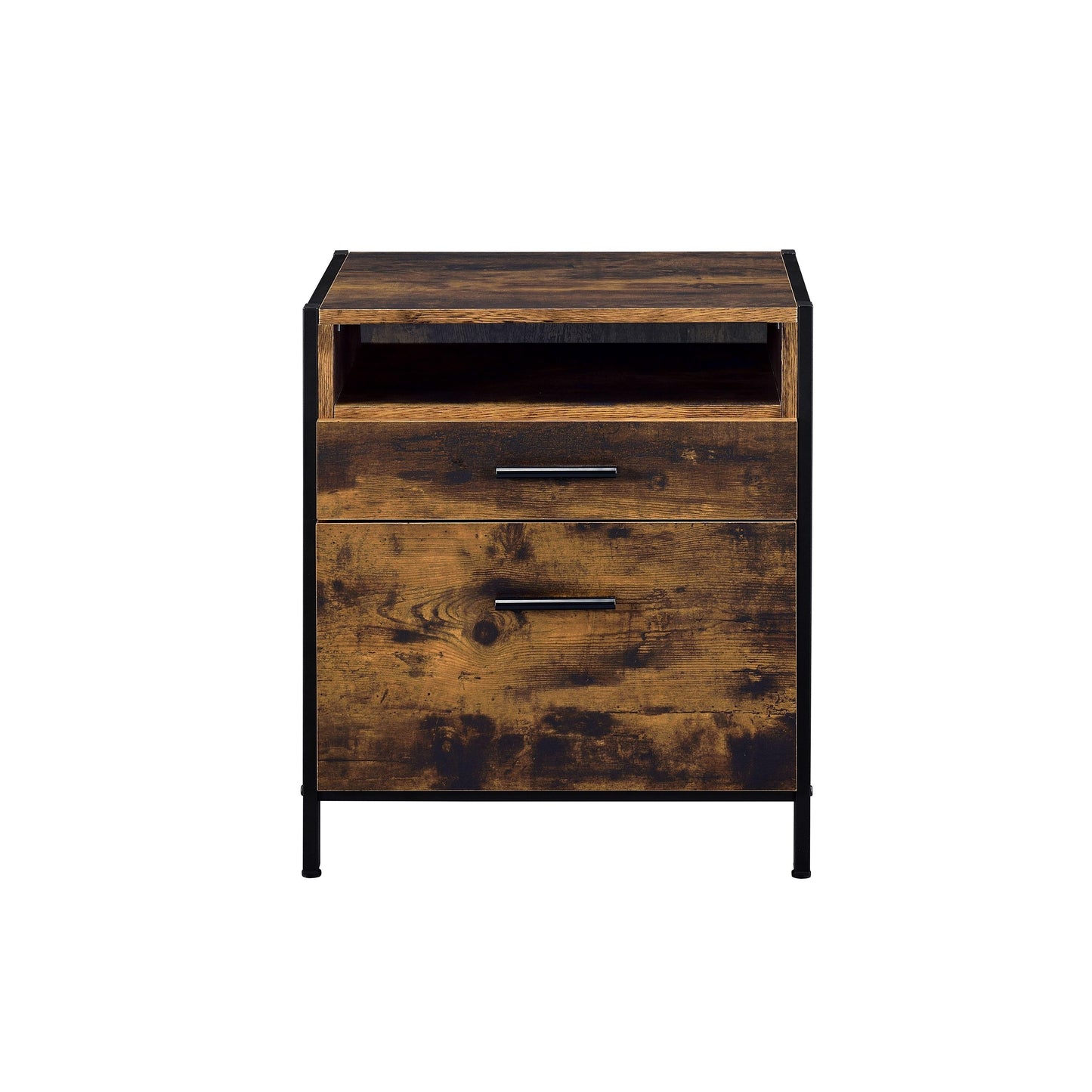 ACME Juvanth Nightstand, Rustic Oak & Black Finish FredCo