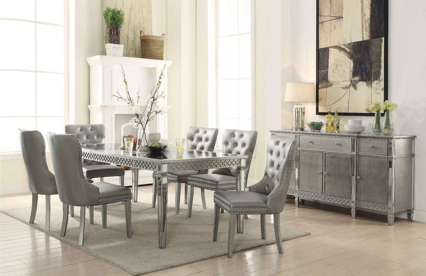 ACME Kacela Side Chair (Set-2), PU & Champagne FredCo