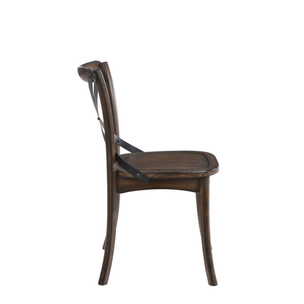 ACME Kaelyn Side Chair (Set-2), Dark Oak & Black FredCo